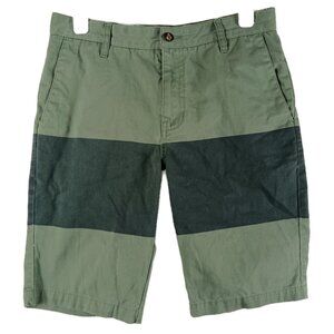 Vintage Volcom Green Colorblock Chino Shorts 30